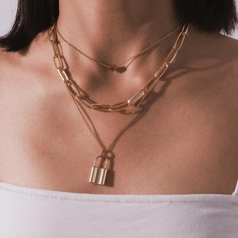 Heart on Lock Chain Necklace